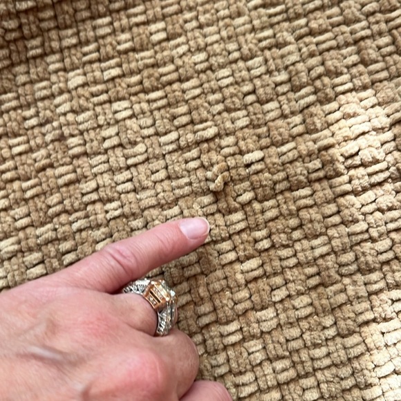 Pottery Barn throw blanket tan natural basket weave dark brown faux fur trim - Picture 6 of 7